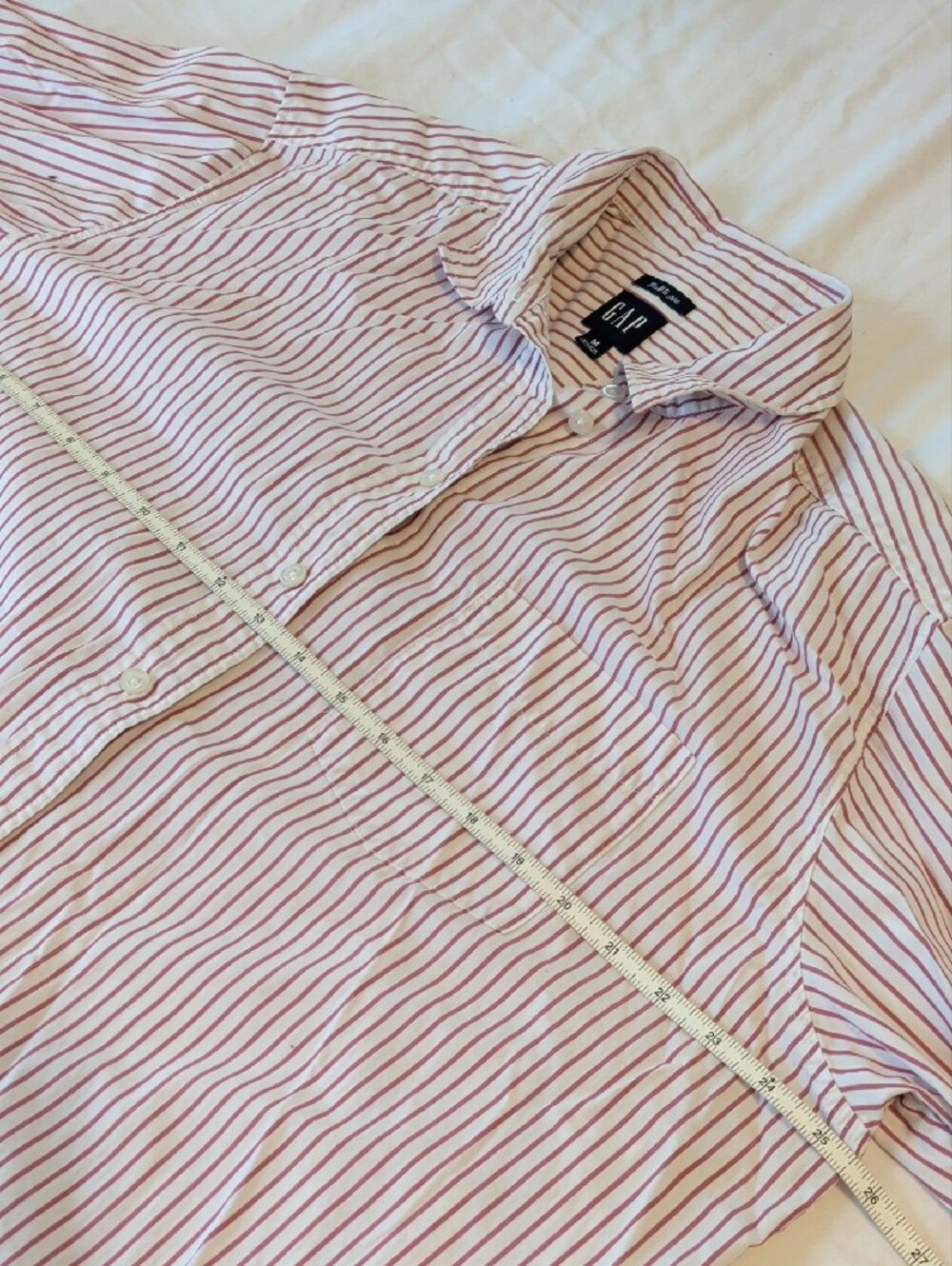 GAP Women's Pink and White Vertical Stripe Button-Up Shirt "The Big Shirt" - M - Picture 7 of 12
